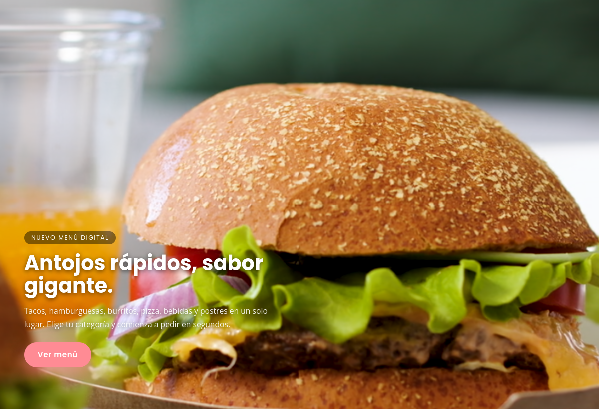 Portada de Menú Comida con una hamburguesa
